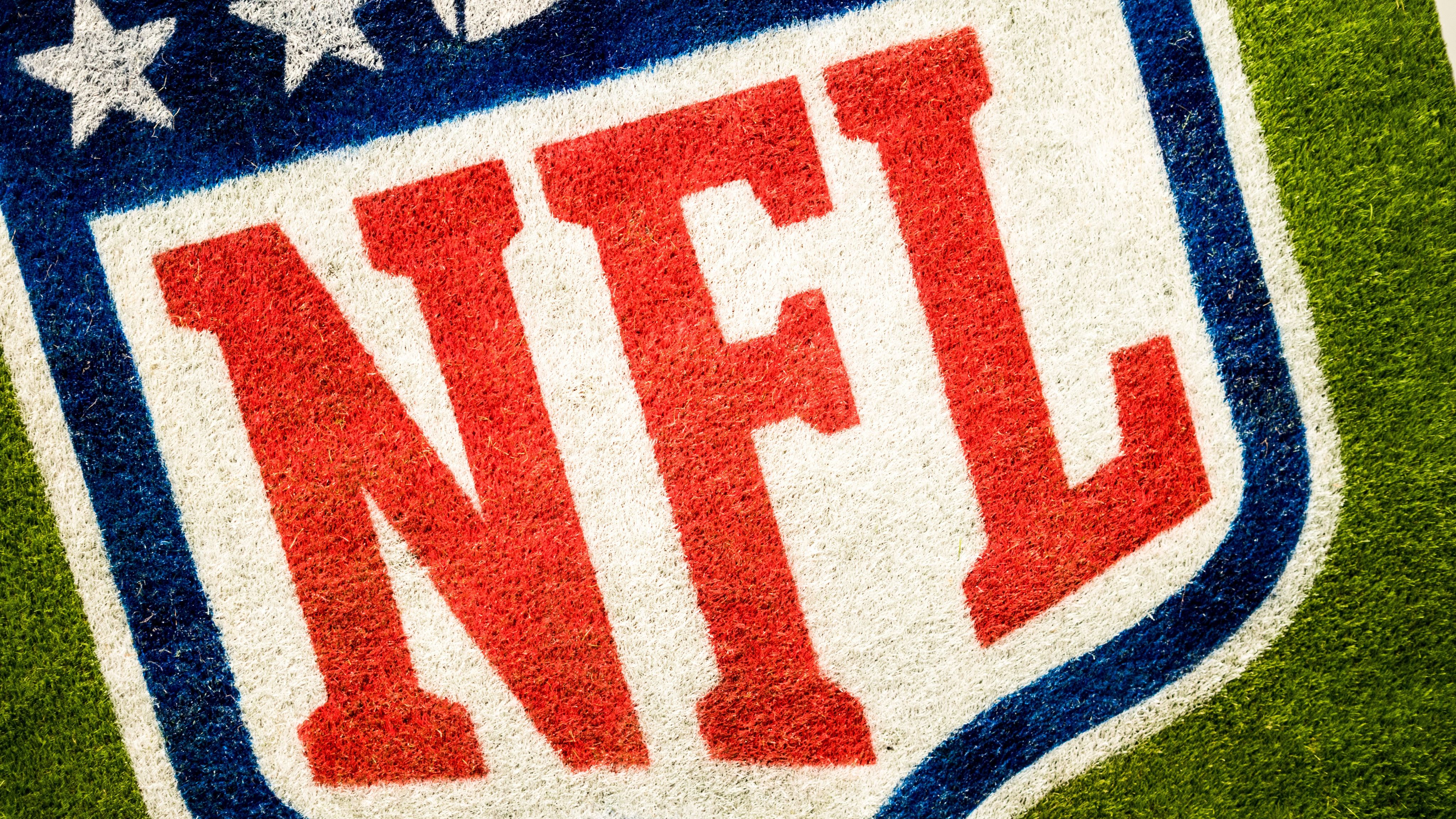 aerial photography of NFL logo printed on field